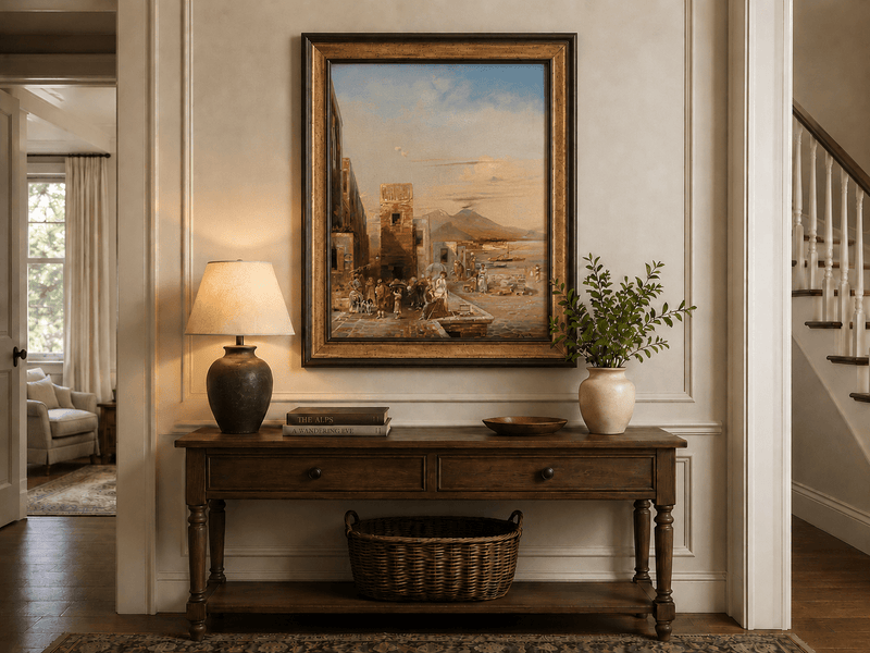 Landscape Oil Painting - Naples Waterfront: Vesuvius, Artist