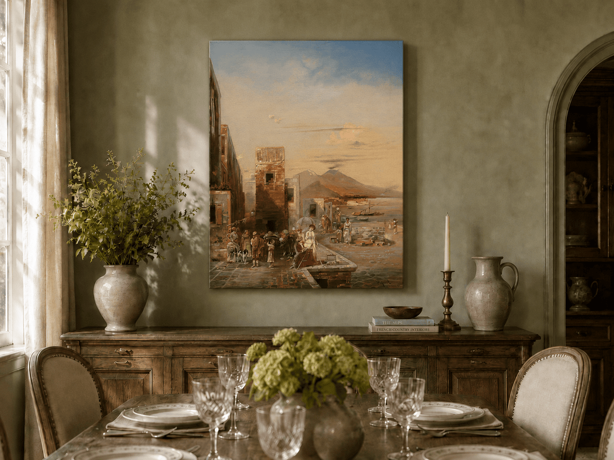 Landscape Oil Painting - Naples Waterfront: Vesuvius, Artist