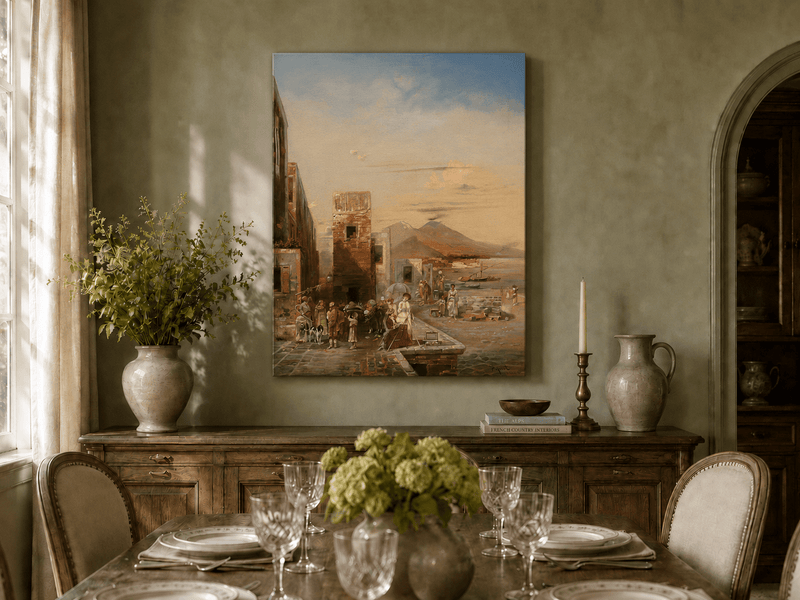 Landscape Oil Painting - Naples Waterfront: Vesuvius, Artist