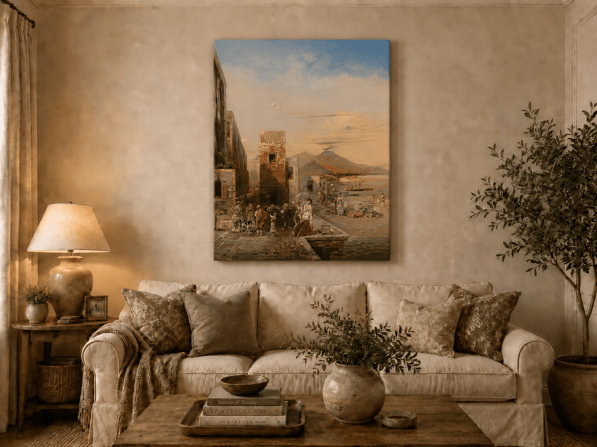 Landscape Oil Painting - Naples Waterfront: Vesuvius, Artist