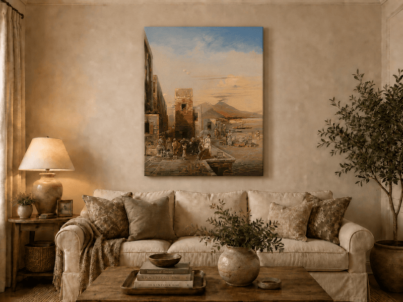 Landscape Oil Painting - Naples Waterfront: Vesuvius, Artist