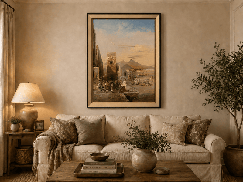 Landscape Oil Painting - Naples Waterfront: Vesuvius, Artist