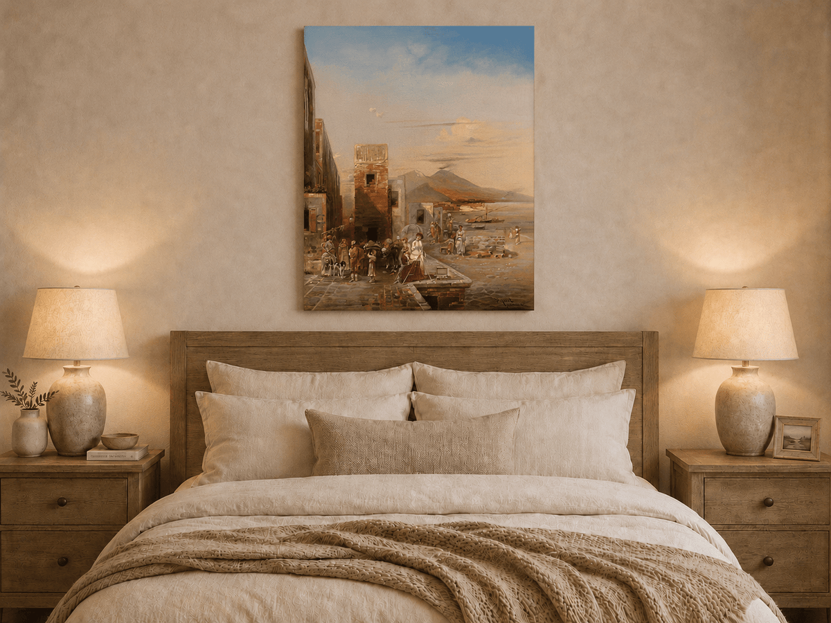 Landscape Oil Painting - Naples Waterfront: Vesuvius, Artist