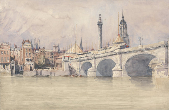 Landscape Oil Painting - New London Bridge and Riverside View - Oil Painting Haven