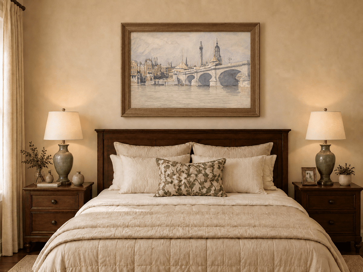 Landscape Oil Painting - New London Bridge and Riverside View