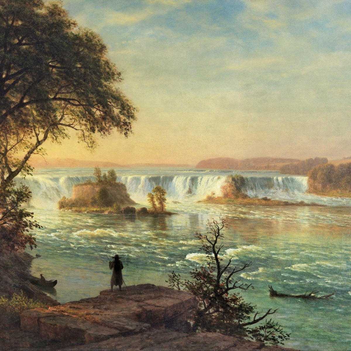 Landscape Oil Painting - Niagara Falls Landscape with Figures - Oil Painting Haven