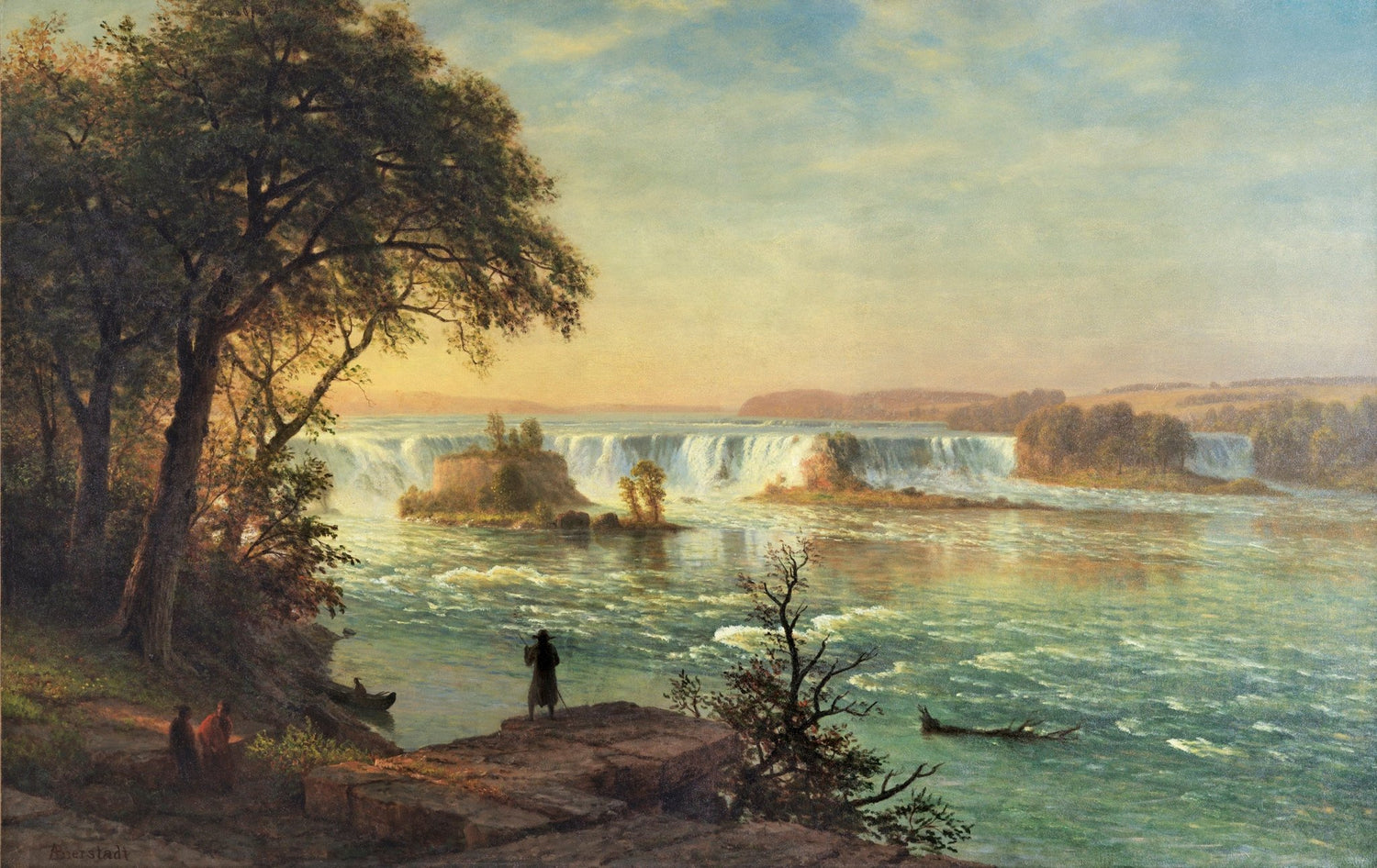 Landscape Oil Painting - Niagara Falls Landscape with Figures - Oil Painting Haven