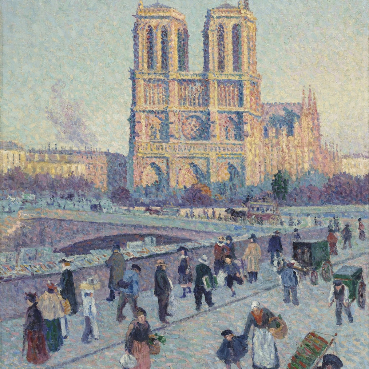 Landscape Oil Painting - Notre Dame Paris Street Scene - Oil Painting Haven