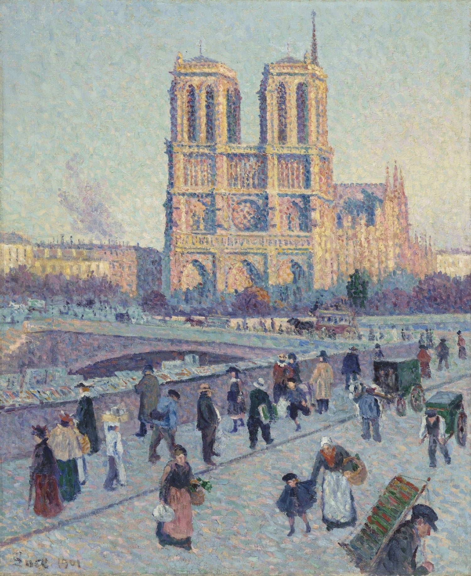 Hand-painted notre dame paris street scene landscape oil painting on canvas