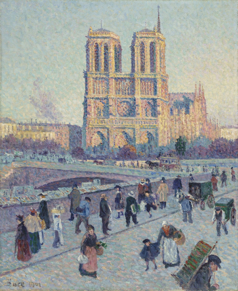 Landscape Oil Painting - Notre Dame Paris Street Scene - Oil Painting Haven