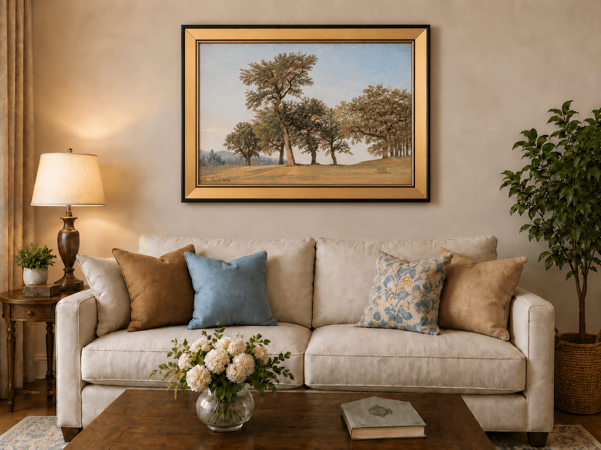 Landscape Oil Painting - Oak Trees on a Gentle Hillside