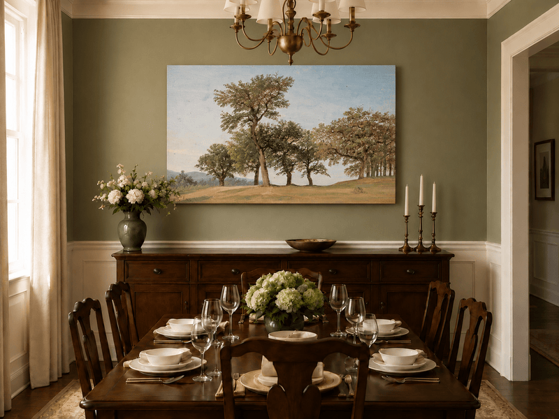 Landscape Oil Painting - Oak Trees on a Gentle Hillside
