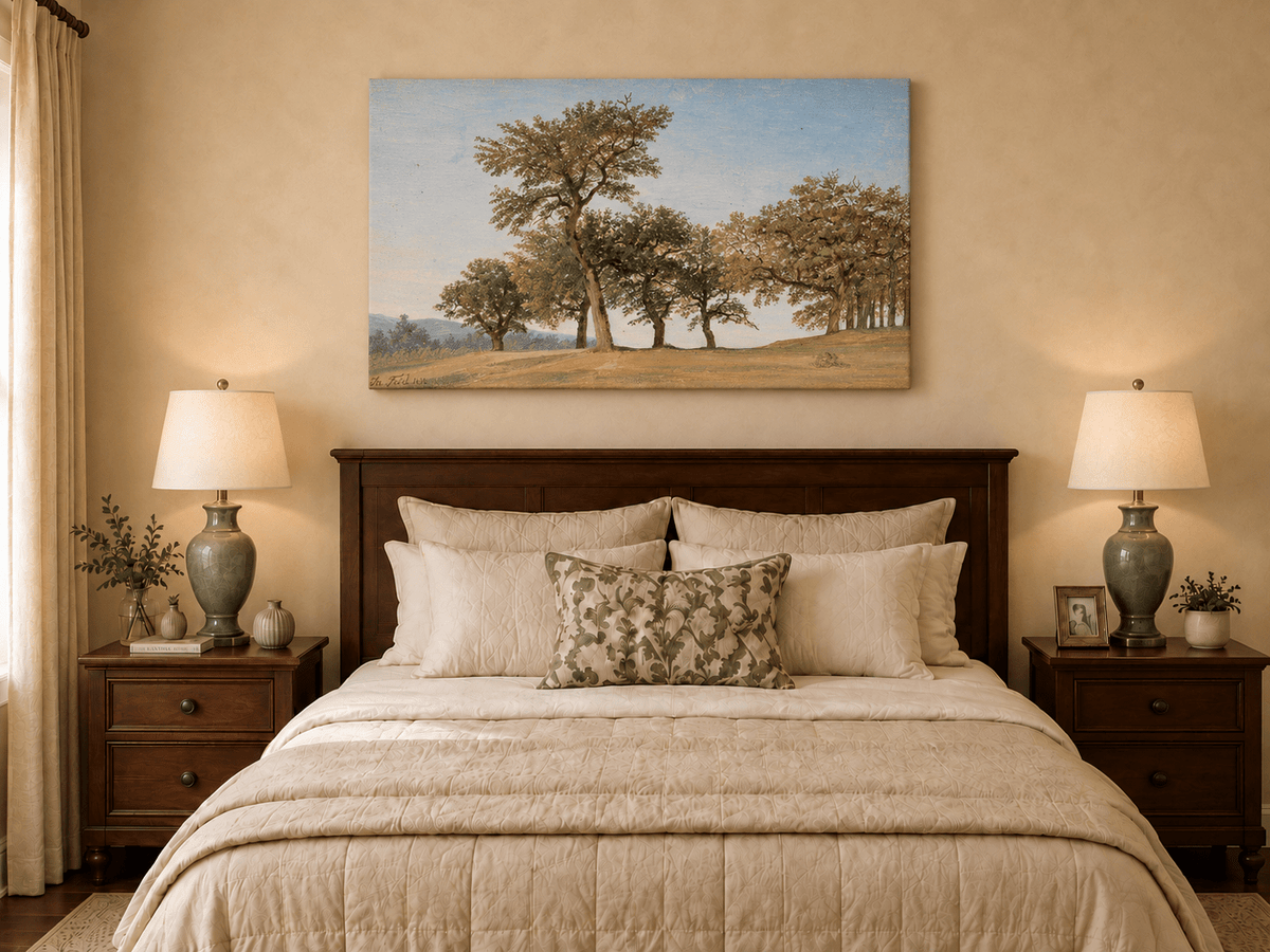 Landscape Oil Painting - Oak Trees on a Gentle Hillside