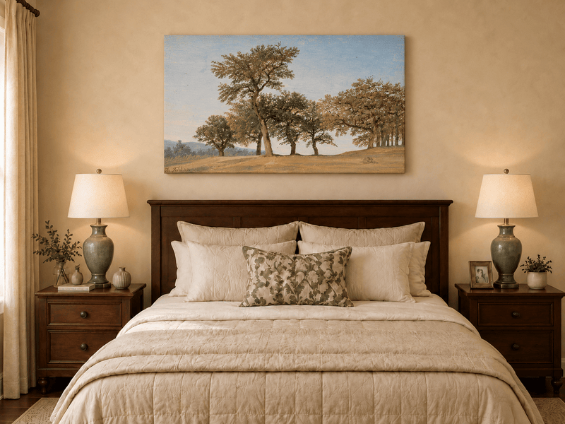 Landscape Oil Painting - Oak Trees on a Gentle Hillside