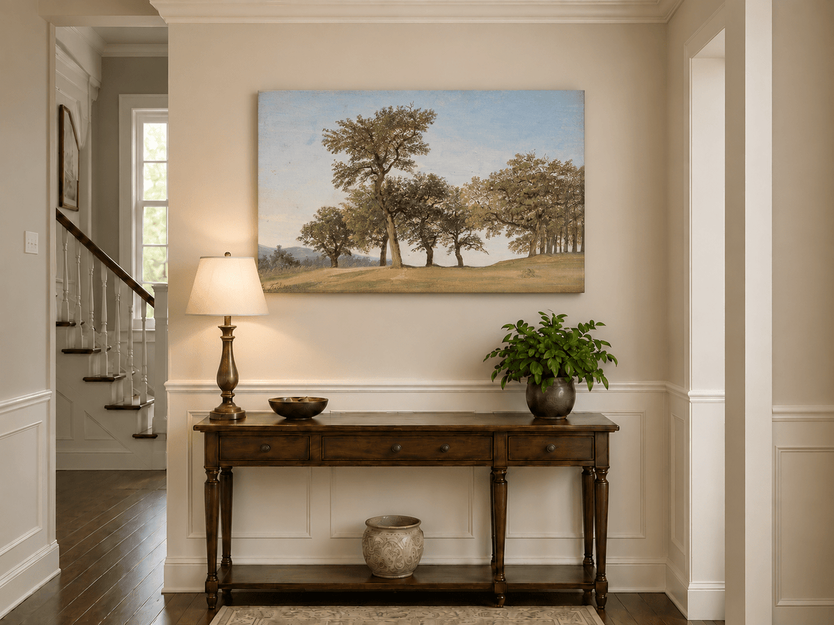 Landscape Oil Painting - Oak Trees on a Gentle Hillside