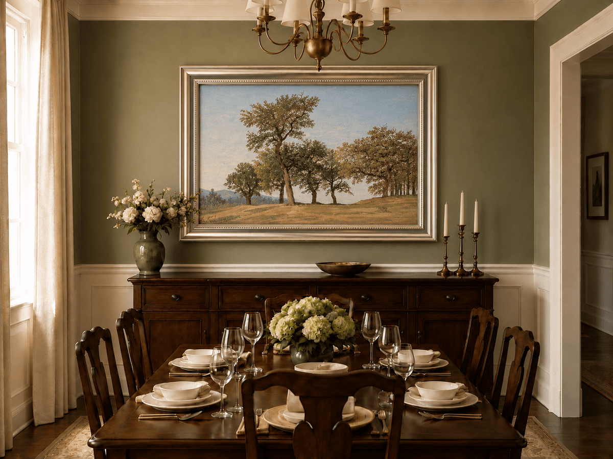 Landscape Oil Painting - Oak Trees on a Gentle Hillside