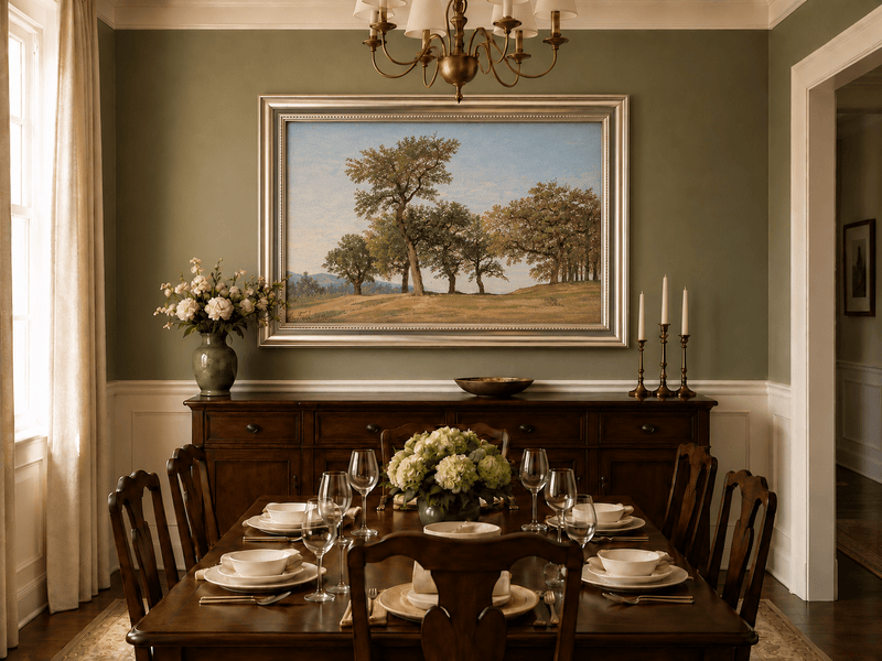 Landscape Oil Painting - Oak Trees on a Gentle Hillside