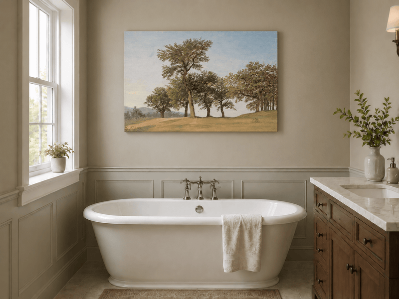 Landscape Oil Painting - Oak Trees on a Gentle Hillside