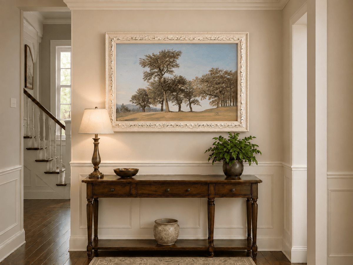 Landscape Oil Painting - Oak Trees on a Gentle Hillside