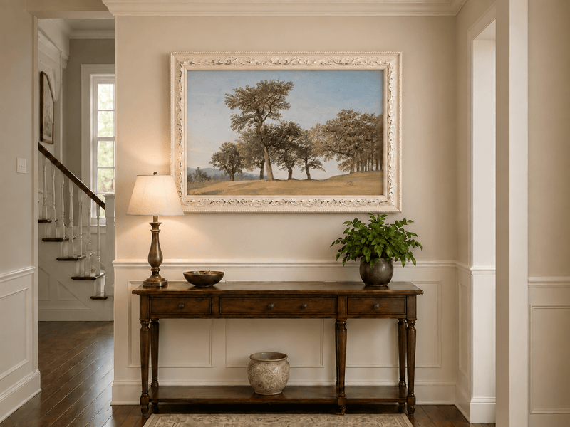 Landscape Oil Painting - Oak Trees on a Gentle Hillside