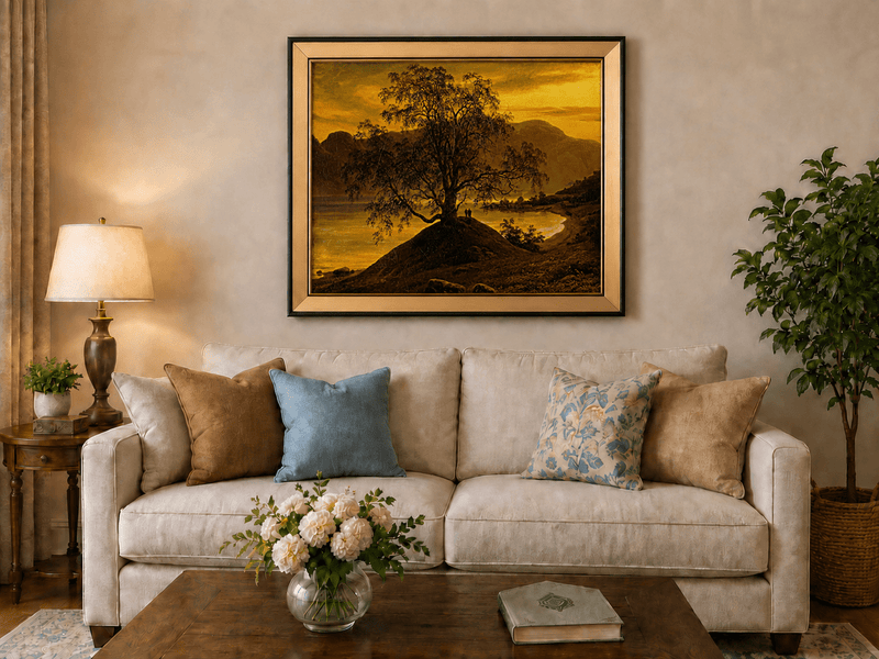Landscape Oil Painting - Old Birch Tree by Golden Sognefjord