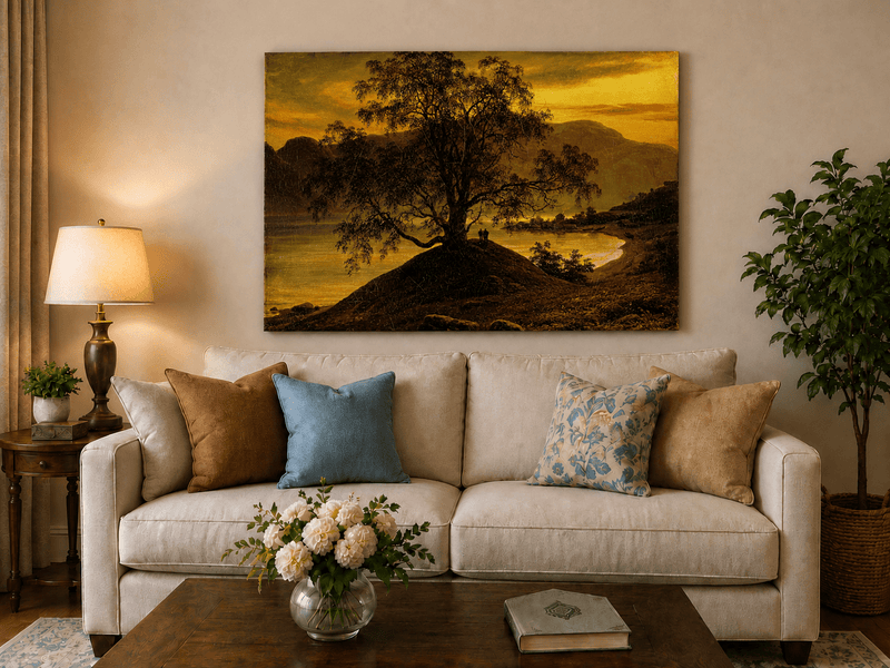 Landscape Oil Painting - Old Birch Tree by Golden Sognefjord