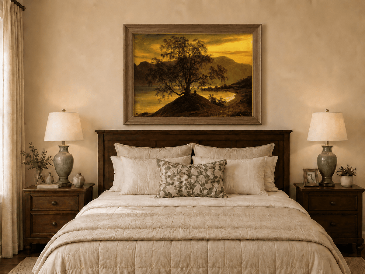 Landscape Oil Painting - Old Birch Tree by Golden Sognefjord