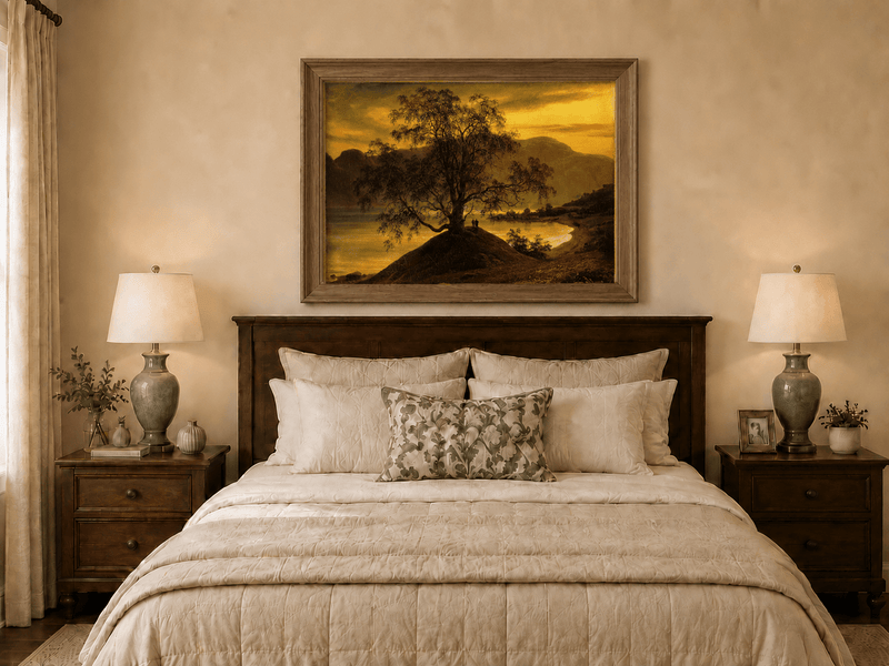 Landscape Oil Painting - Old Birch Tree by Golden Sognefjord