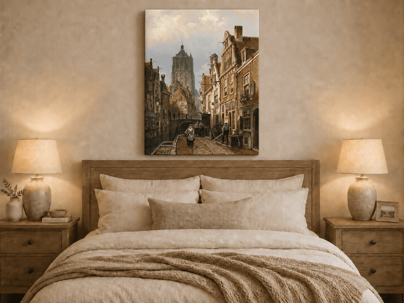 Landscape Oil Painting - Old European Canal Street