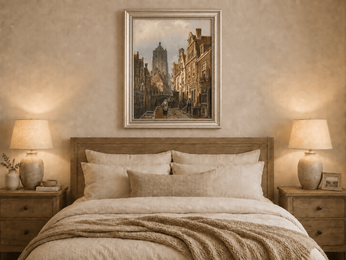 Landscape Oil Painting - Old European Canal Street