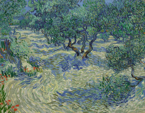 Landscape Oil Painting - Olive Orchard in Blue and Green - Oil Painting Haven