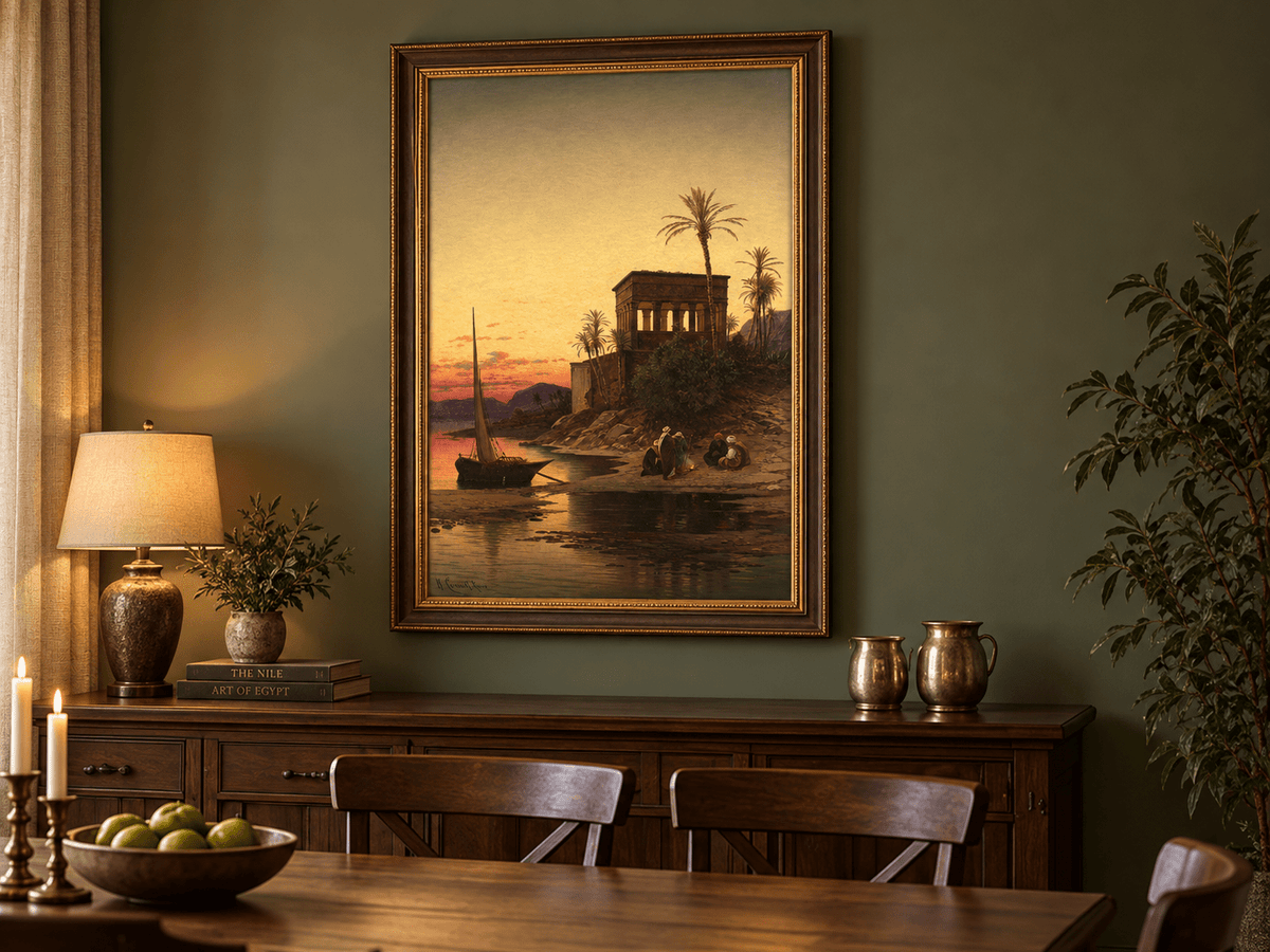 Landscape Oil Painting - Oriental Riverside at Sunset