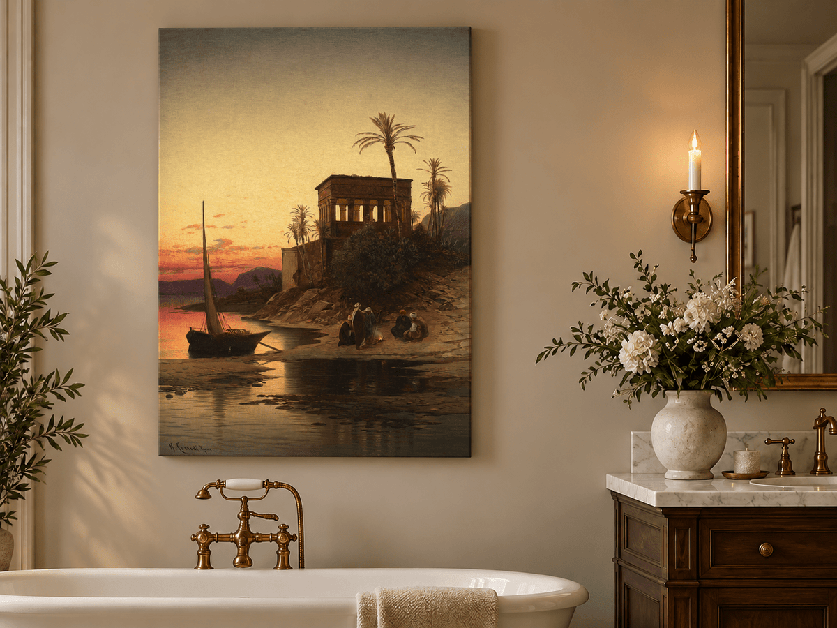 Landscape Oil Painting - Oriental Riverside at Sunset