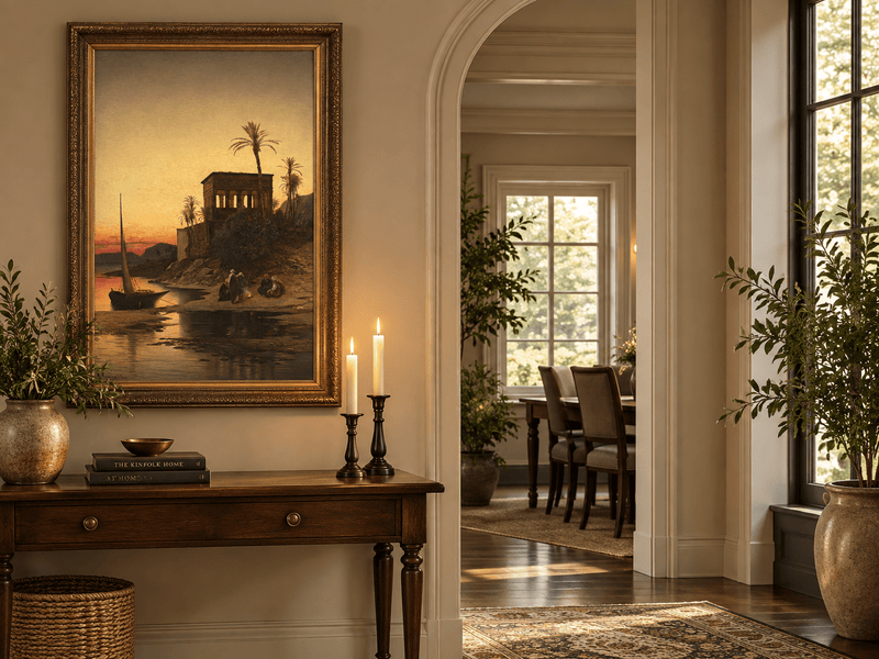 Landscape Oil Painting - Oriental Riverside at Sunset