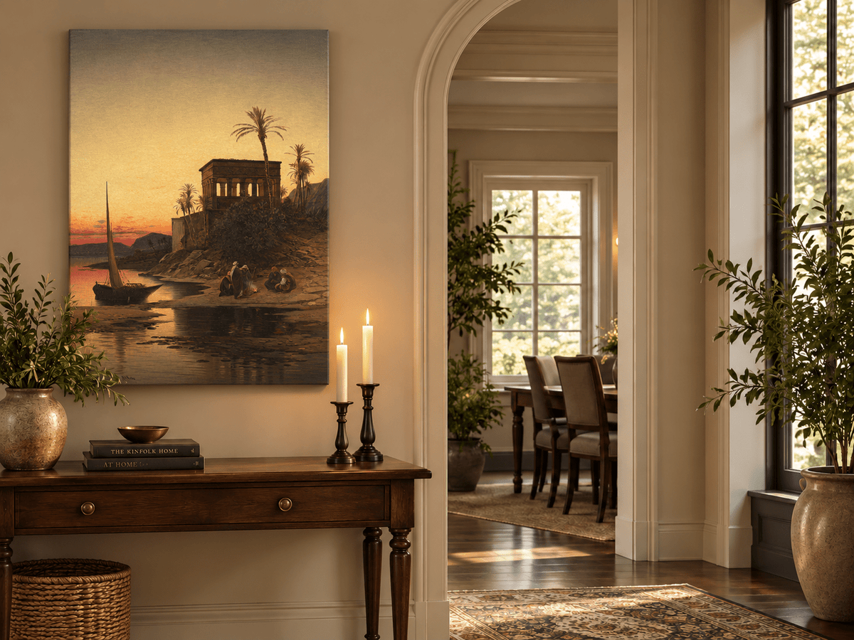 Landscape Oil Painting - Oriental Riverside at Sunset
