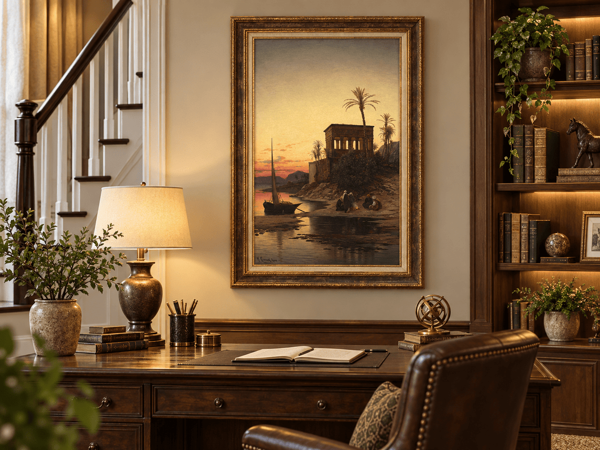 Landscape Oil Painting - Oriental Riverside at Sunset