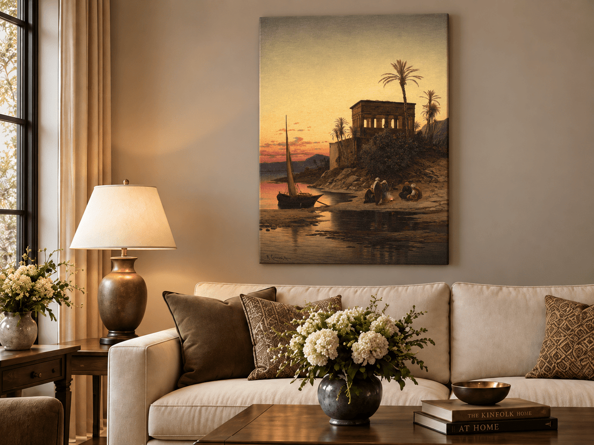 Landscape Oil Painting - Oriental Riverside at Sunset