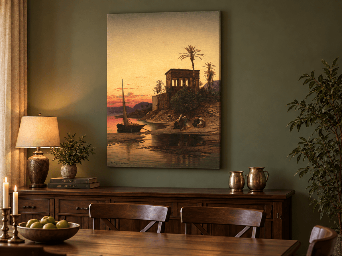 Landscape Oil Painting - Oriental Riverside at Sunset