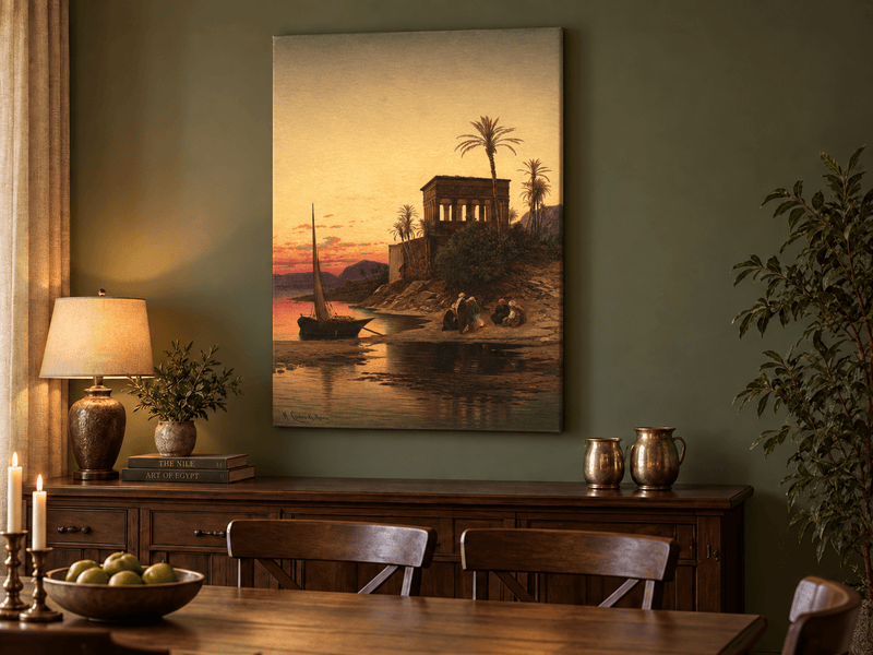 Landscape Oil Painting - Oriental Riverside at Sunset