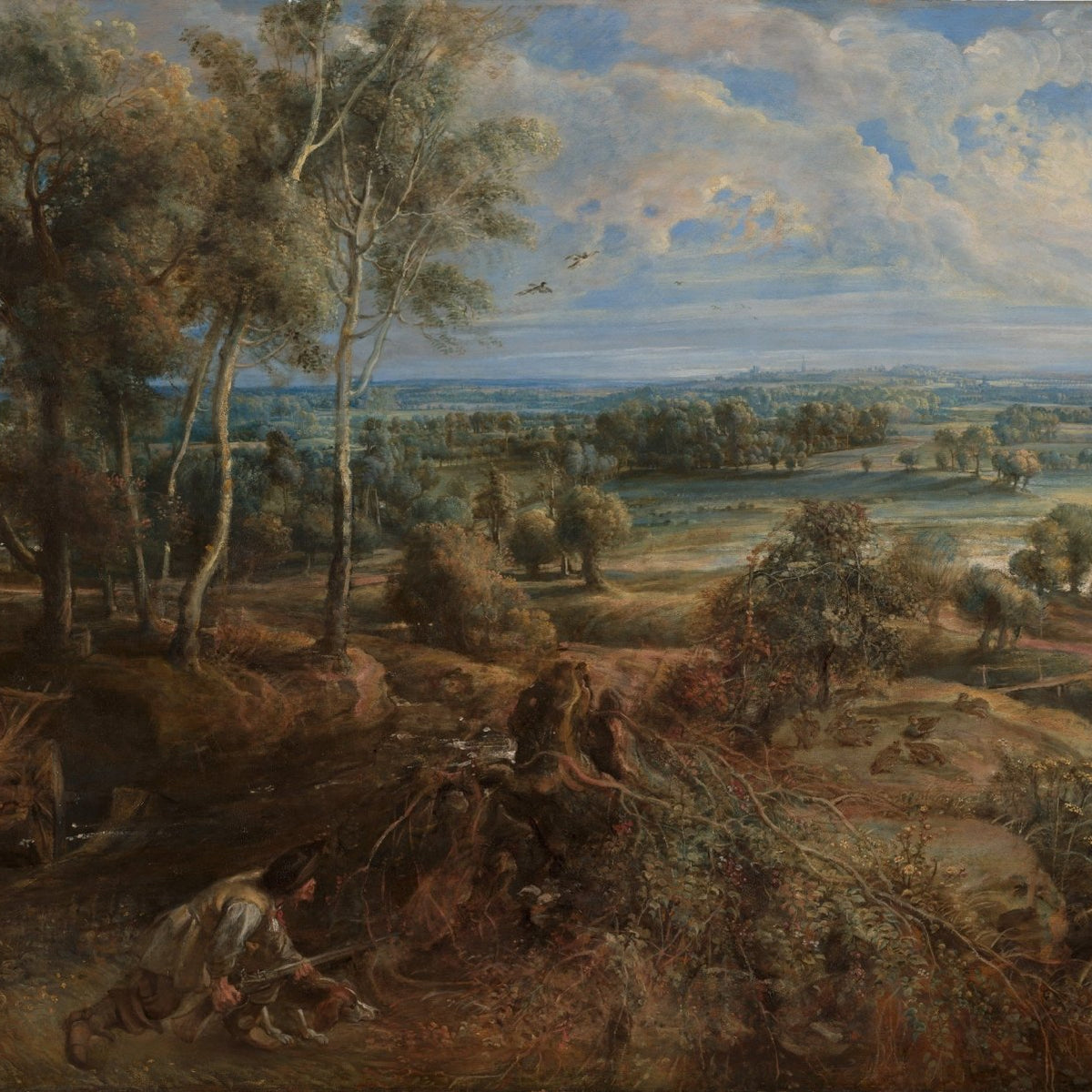 Hand-painted panoramic countryside with carriage landscape oil painting on canvas