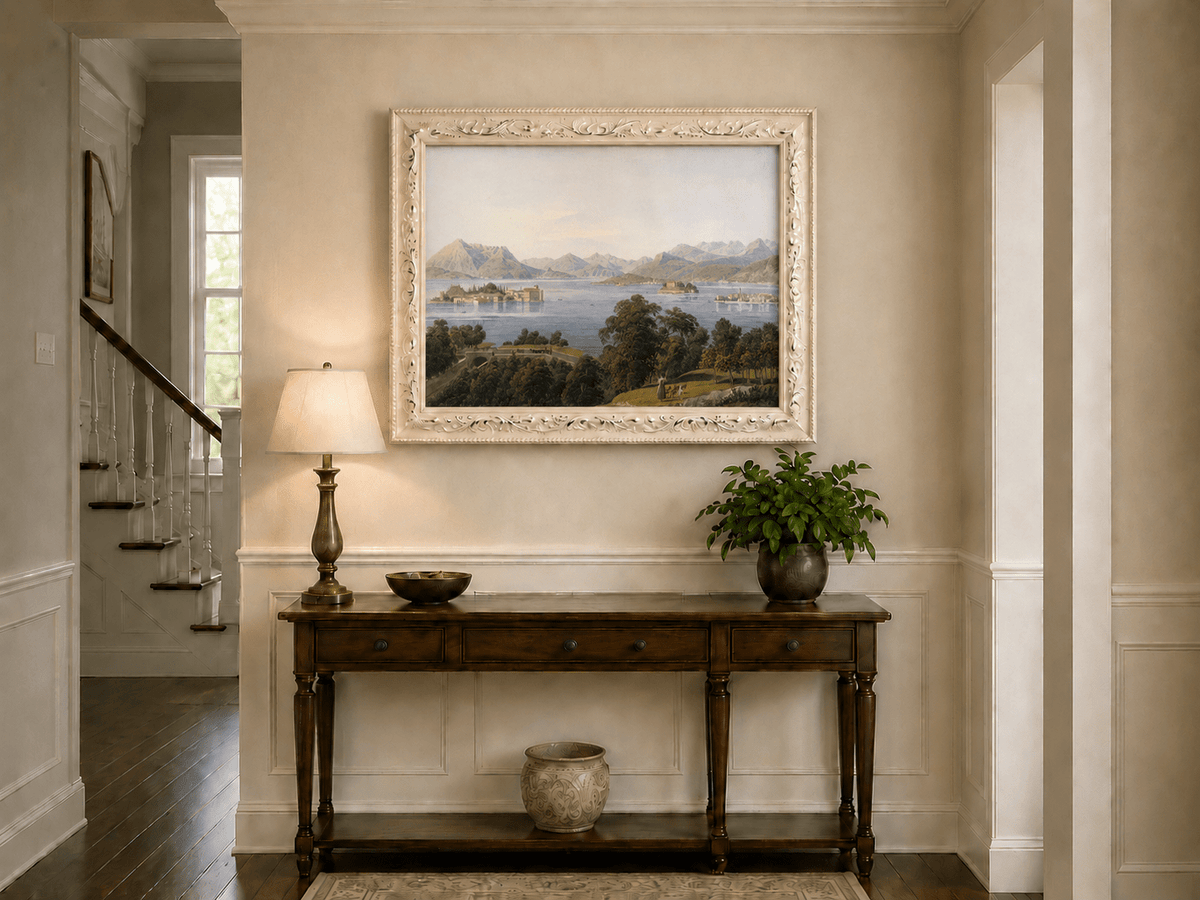 Landscape Oil Painting - Panoramic Lake and Mountain Islands