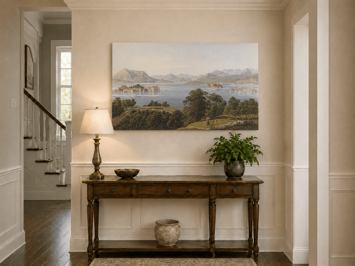 Landscape Oil Painting - Panoramic Lake and Mountain Islands
