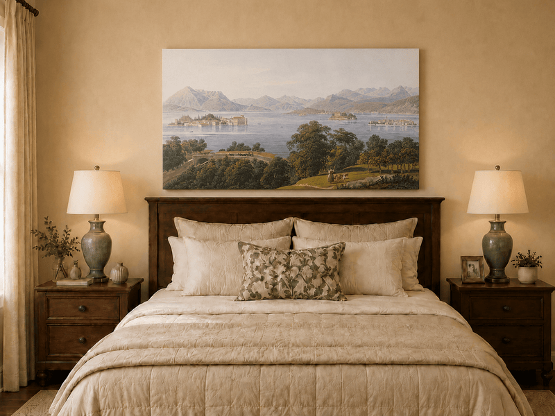 Landscape Oil Painting - Panoramic Lake and Mountain Islands