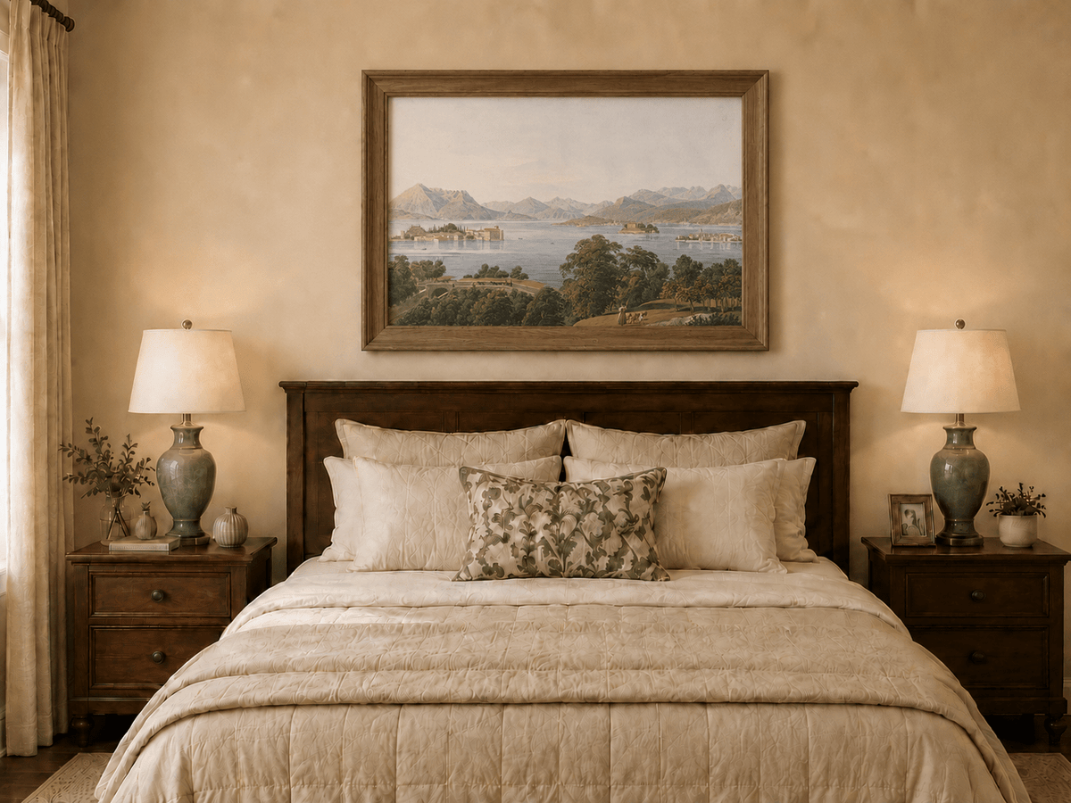 Landscape Oil Painting - Panoramic Lake and Mountain Islands