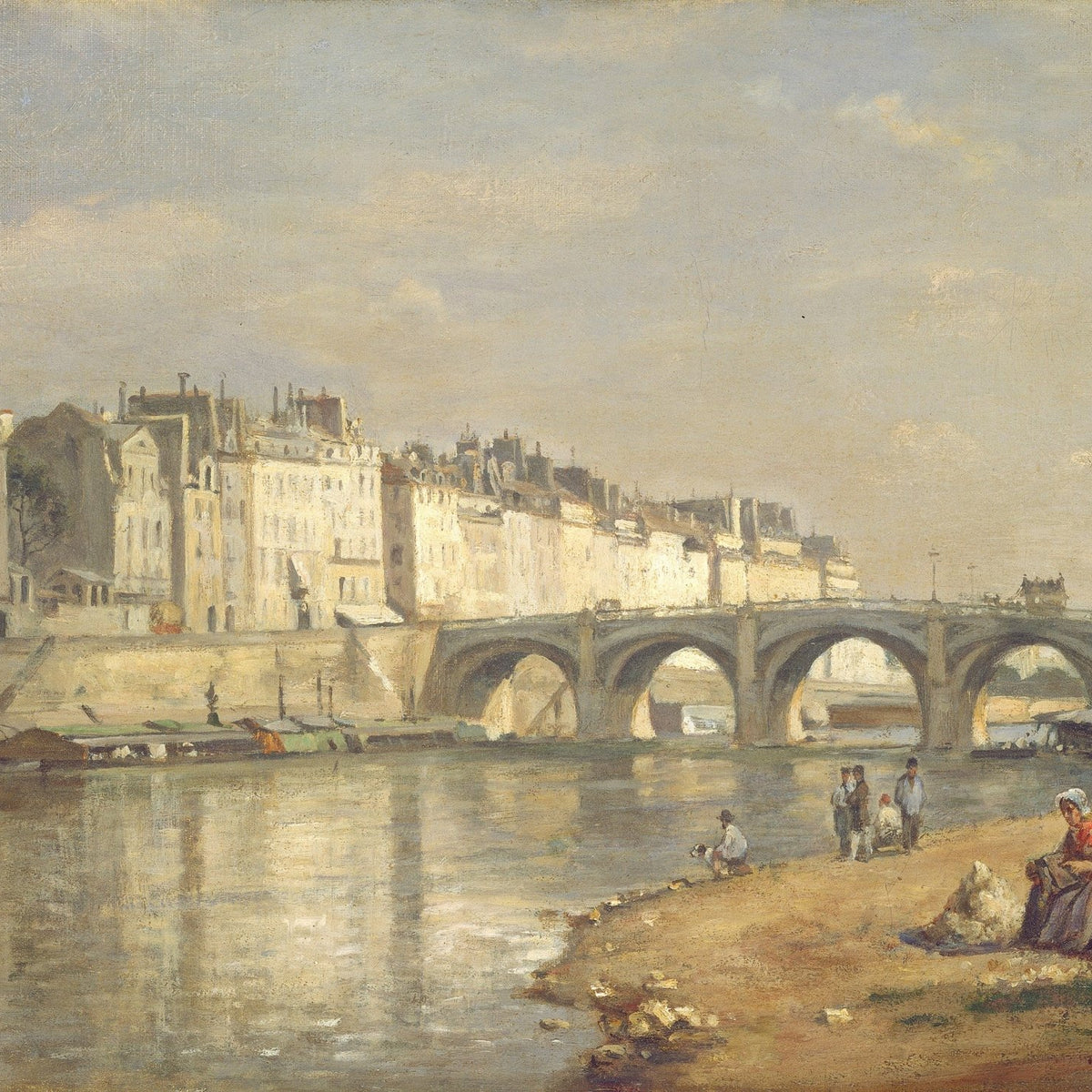 Hand-painted paris river bridge city view landscape oil painting on canvas