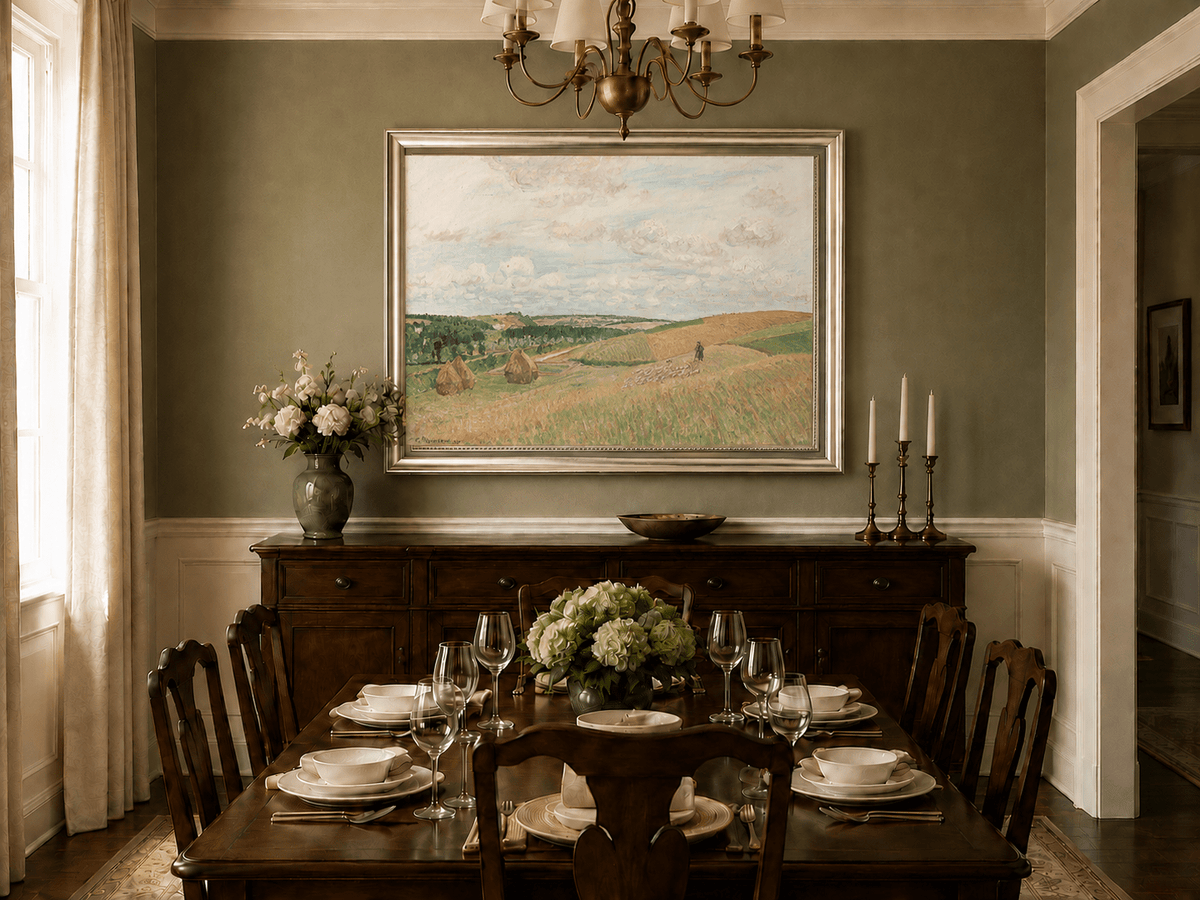 Peinture à l'huile de paysage - Gouffre rocheux spectaculaire avec personnages