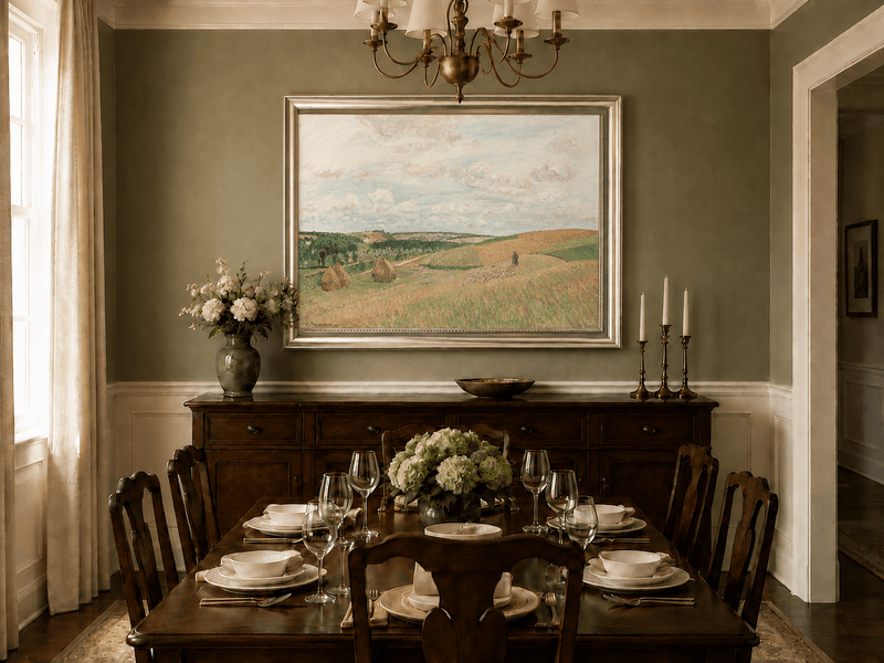 Peinture à l'huile de paysage - Gouffre rocheux spectaculaire avec personnages