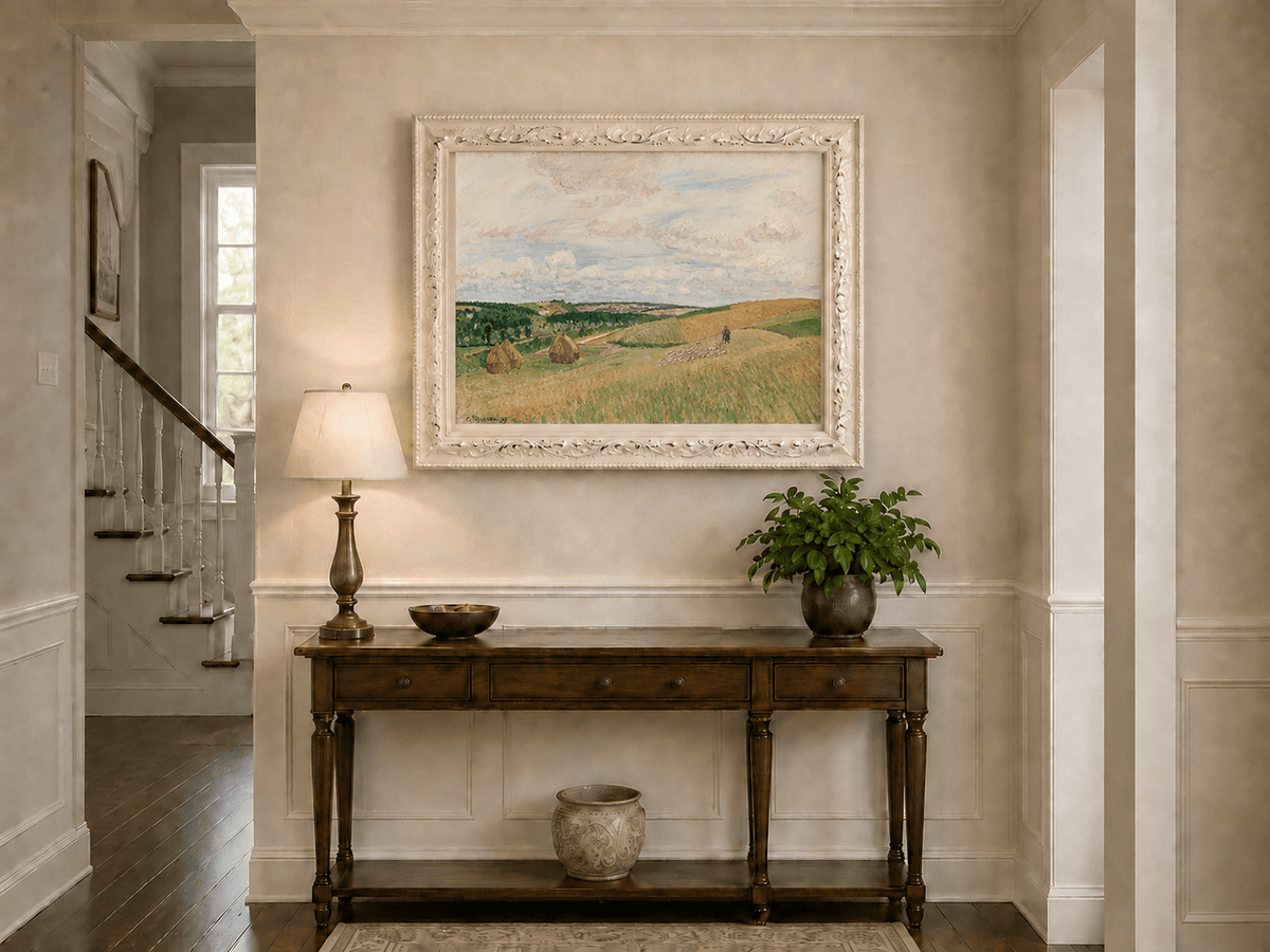 Peinture à l'huile de paysage - Gouffre rocheux spectaculaire avec personnages