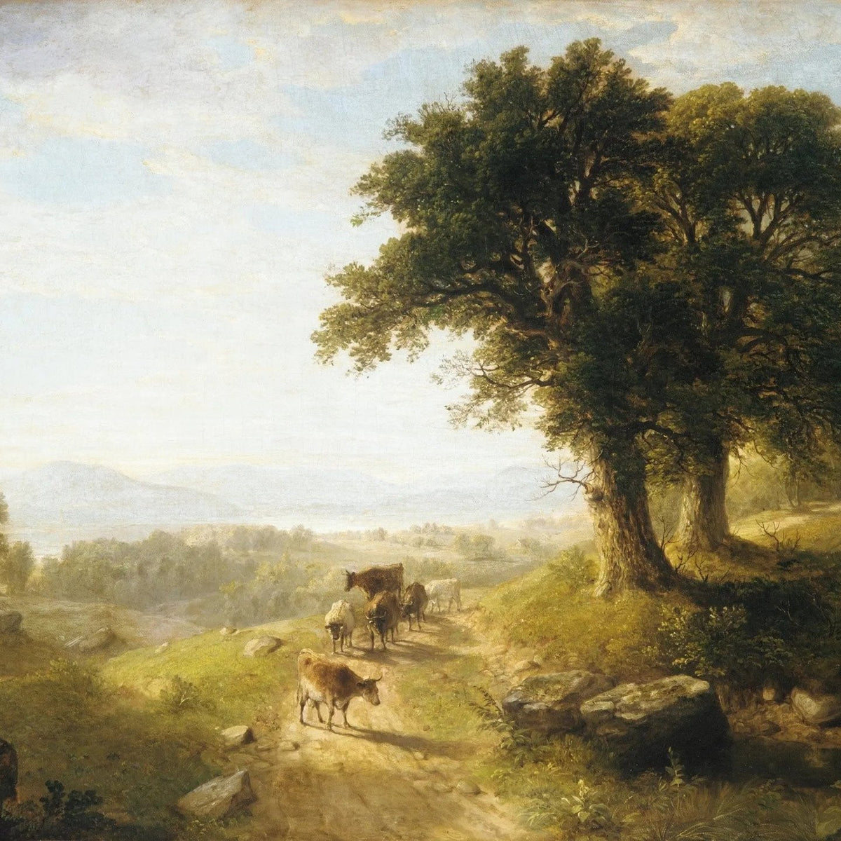 Landscape Oil Painting - Pastoral Landscape with Cattle Wall Art - Oil Painting Haven