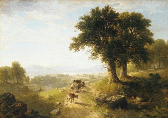 Landscape Oil Painting - Pastoral Landscape with Cattle Wall Art - Oil Painting Haven